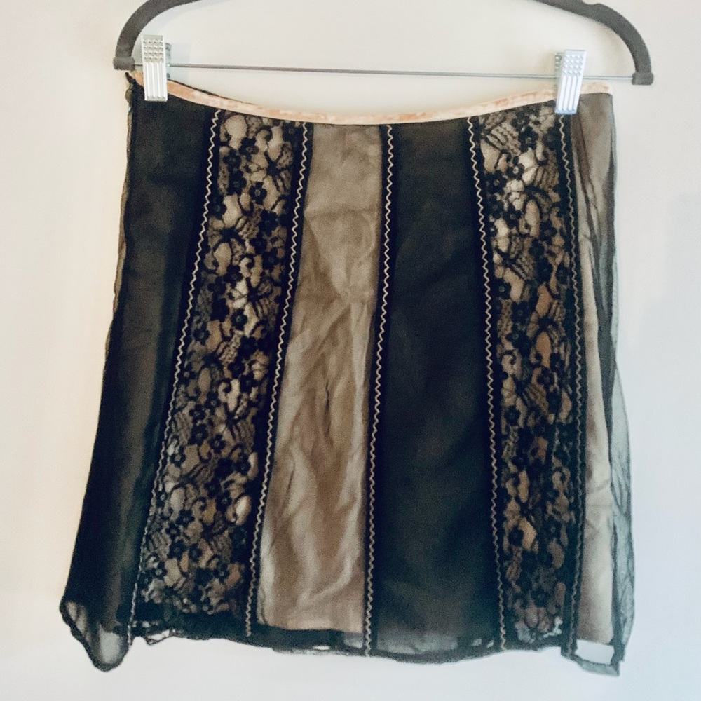 Rare Free People Black Lace Overlay Skirt sz 6